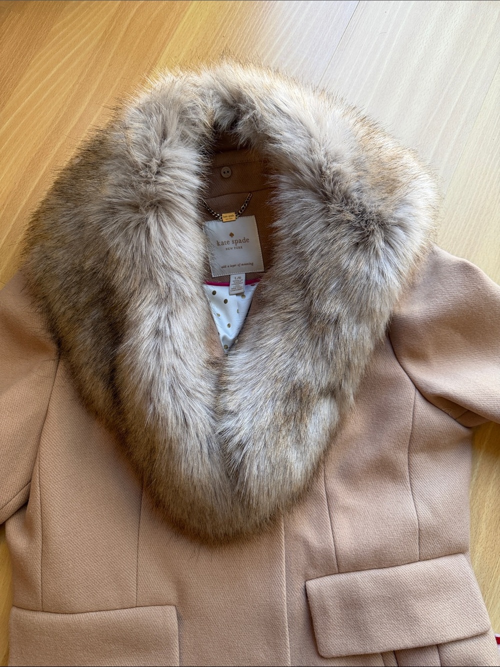 kate spade Tan Wool-Blend Trench Coat - Picture 9 of 13